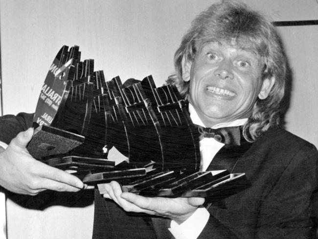 Farnham with his haul of six trophies at the first ARIA Awards in 1987. Picture: Supplied