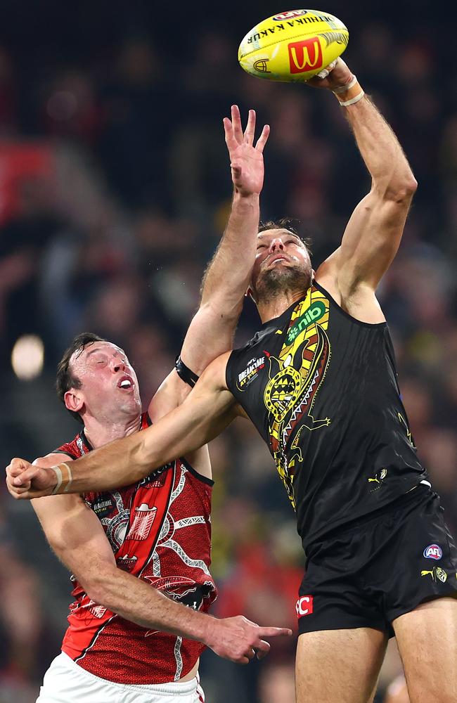 Toby Nankervis has been good for the Tigers, but could do more around the ground in the air. Picture: Quinn Rooney/Getty Images.