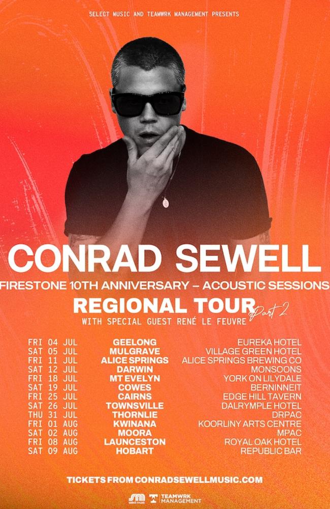 Conrad Sewell will hit Townsville for his Firestone 10th Anniversary tour