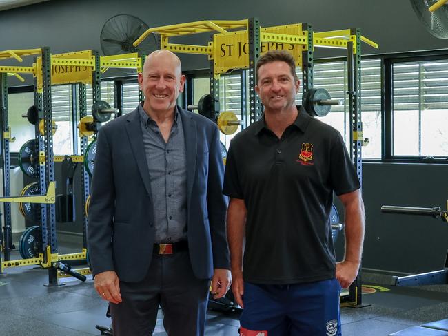 St Joseph's College principal Tony Paatsch and First XVIII coach Shane O'Bree.