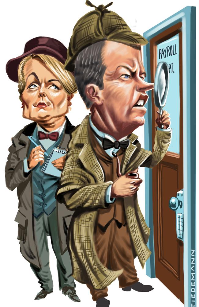 Tanya Plibersek and Bill Shorten search for gender pay gaps. John Tiedemann