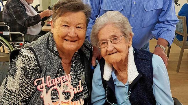 HAPPY BIRTHDAY: Vera Scheiwe (right) celebrates her 103rd birthday with daughter Carol Harch. Picture: Contributed