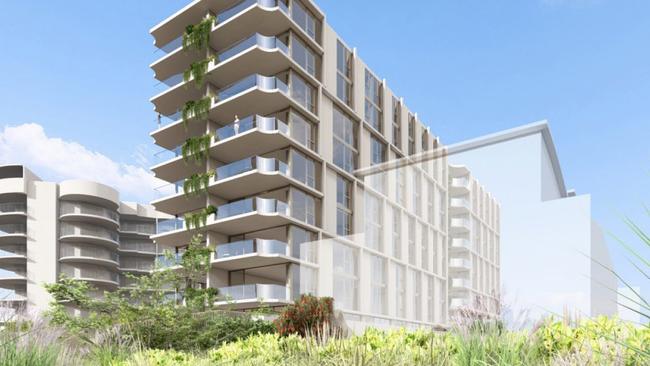 Artist impression of a new nine-storey tower planned for a Gold Coast Highway site by developer JG Apartments Pty Ltd. Picture: Supplied