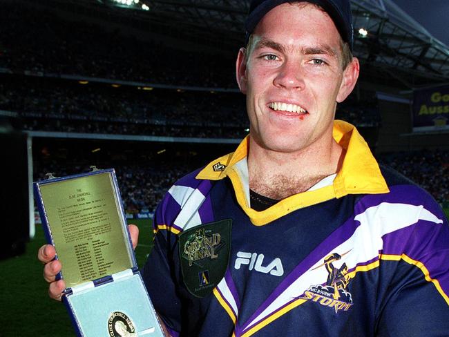 Brett Kimmorley poses with the Clive Churchill medal after the grand final. Picture: NRL Photos