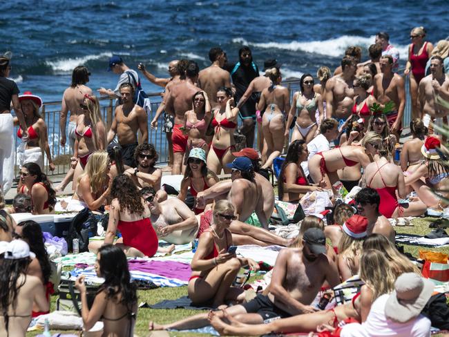 Backpackers flocked to Bronte Beach again on Christmas Day. Picture:Monique Harmer