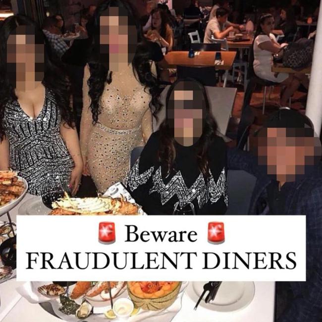 Cabramatta restaurant Silver Pearl posted images of the diners, who allegedly tried to scam their way out of paying for their meals by claiming the suffered from food poisoning.