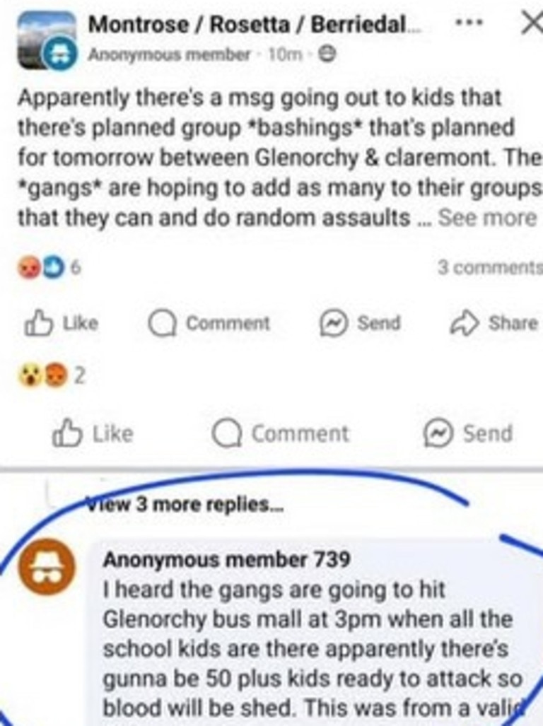 Social media posts claiming knowledge of plans for violence on Wednesday.
