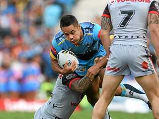 HE'S BACK: Jarryd Hayne gave more than 25,000 fans a display of what is to come in his first NRL game in more than 700 days. Picture: DAN PELED