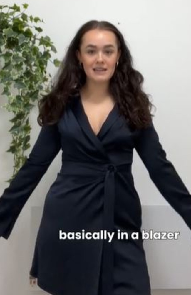 She said she was basically wearing a blazer. Picture: TikTok/ ultimatebykomi