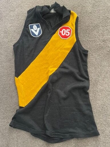 The jumper worn by Gary Frangalas in 1988.