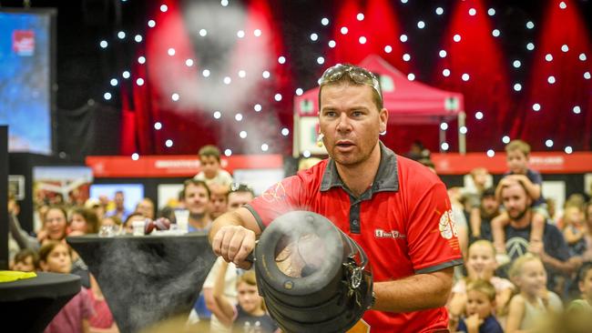 Street Science founder Steve Liddell performing an experiment at a World Science Festival event in Gladstone earlier this year. Picture: Matt Taylor