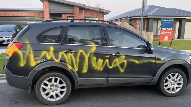 Police are investigating reports of graffiti on vehicles on Wentworth Rd in Wonthaggi. Picture: Facebook