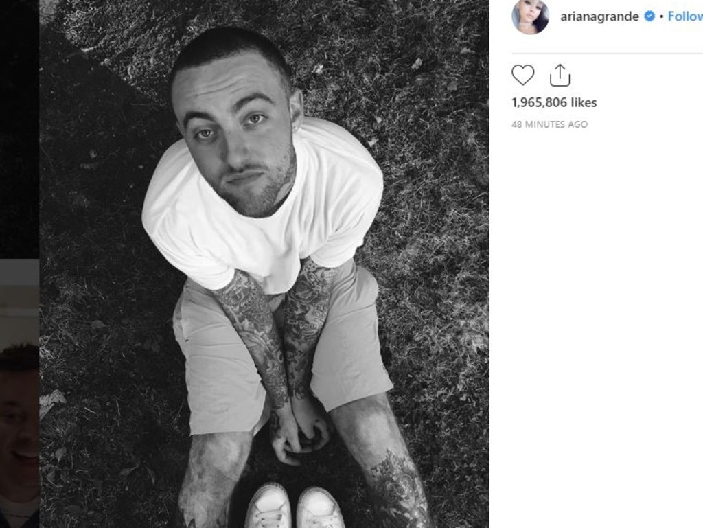 Ariana Grande posted this photo of Mac Miller after his death. Picture: Instagram
