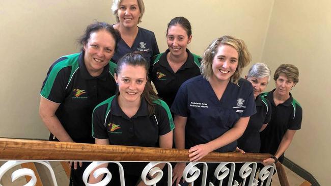 ROMA TEAM: Midwives Mary Weber, Tracey Hansen, Miriam Clarke, Maddison Gunther, Lucy Foley, Carolyn Farndon and Fiona Holmes deliver about 150 babies each year. Picture: Jorja McDonnell