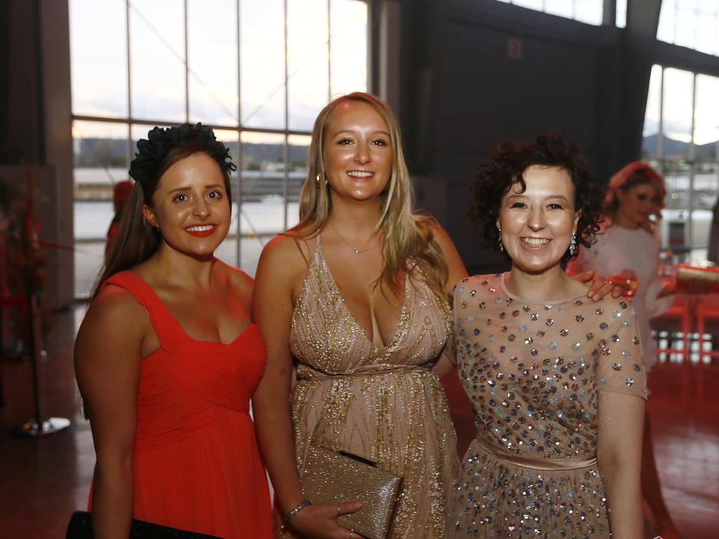 SOCIALS - Be Hers - change lives, end slavery event / ball at PW3, Hobart last night. (L-R) Amy Clark of Bellerive, Tearliah Huitema of Kingston, Hannah Williams of Bellerive. Picture: MATT THOMPSON