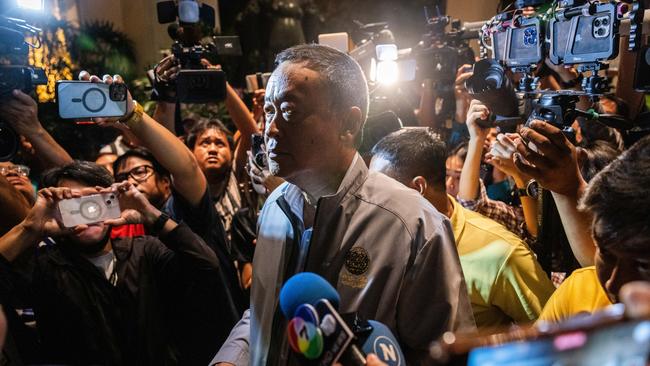 Prime Minister Srettha Thavisin arrives to the Grand Hyatt Erawan where six people died. Picture: Getty Images