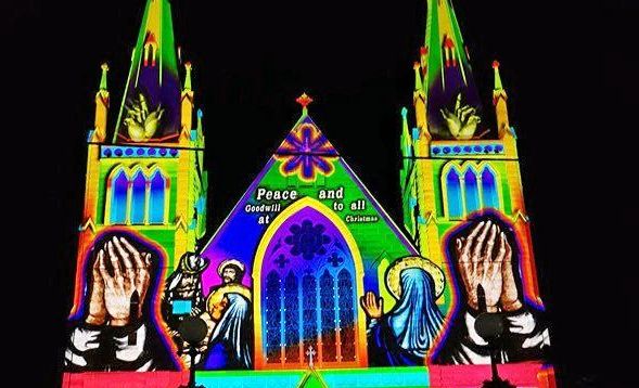 Photos of the Lights of Christmas display at the Rockhampton St Jospeh's Cathedral. Picture: Matthew Standing