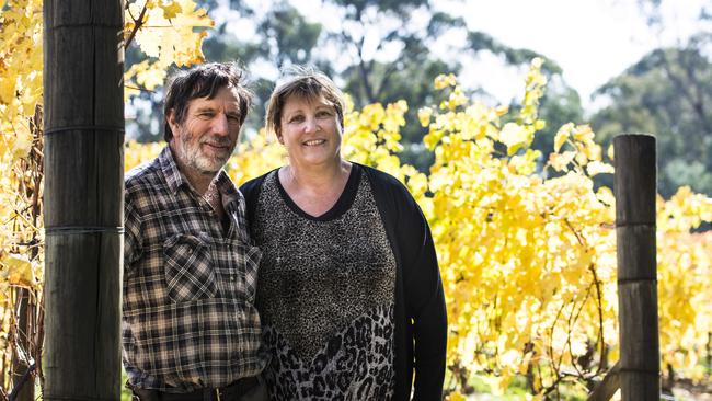 Barry and Jan Moree from Sorrenberg Wines at their property in Beechworth.