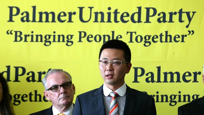 Qld Election 2015. Palmer United Senator Dio Wang unveils the Gold Coast candidates for the state election at Avica on the Gold Coast. pics Adam Head