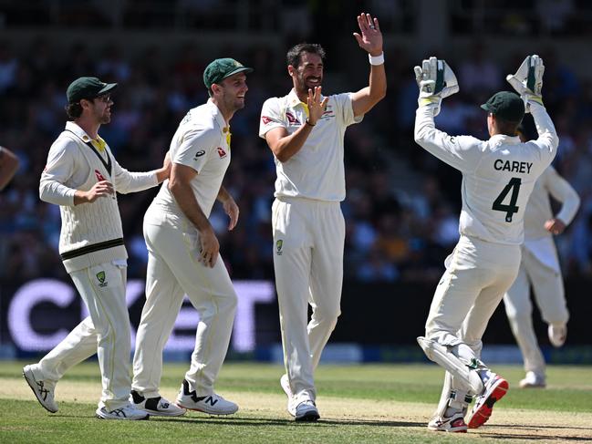 The wobble seasm has brought Mitchell Starc plenty of success in England. Picture: Paul Ellis/AFP