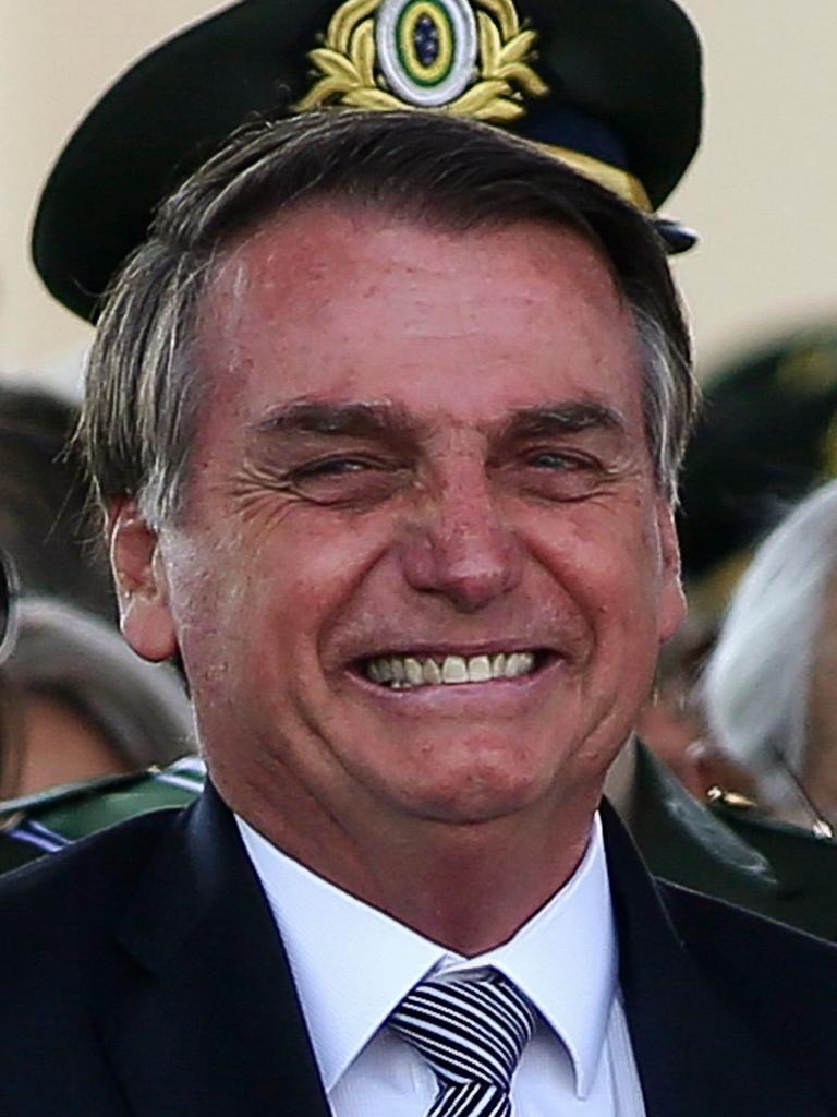 Brazilian President Jair Bolsonaro is under fire from French President Macron for taking no action over fires in the Amazon. Picture: AFP