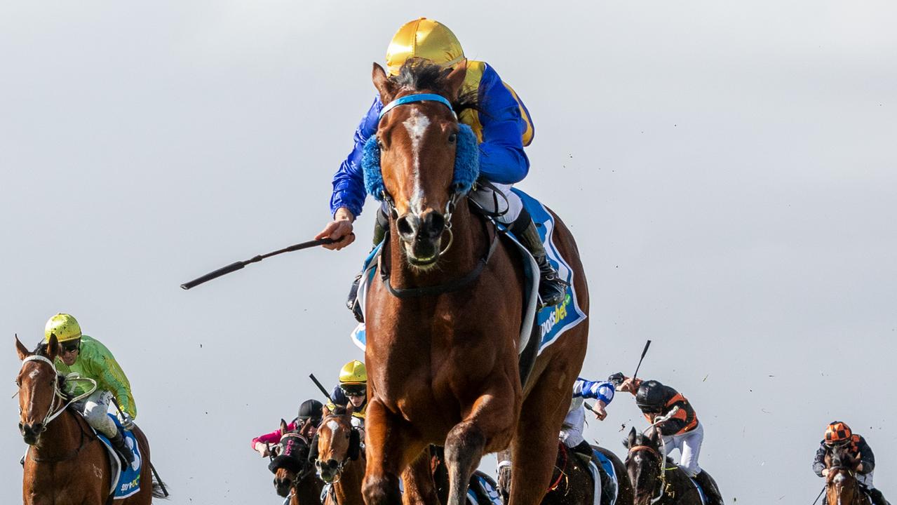 Colmar winning the Group 3 Sires' Produce Stakes at Morphettville in July. Picture: Makoto Kaneko