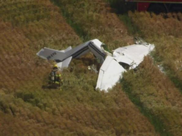 Emergency services are responding to a light aircraft crash in a western Melbourne airport on Tuesday.Picture: ABC