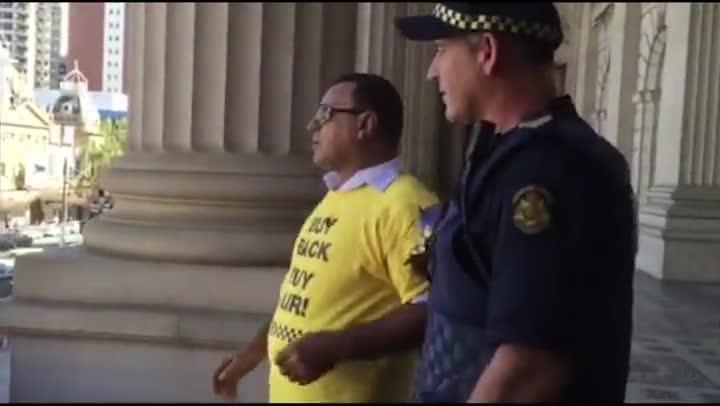 Taxi drivers protest at Parliament