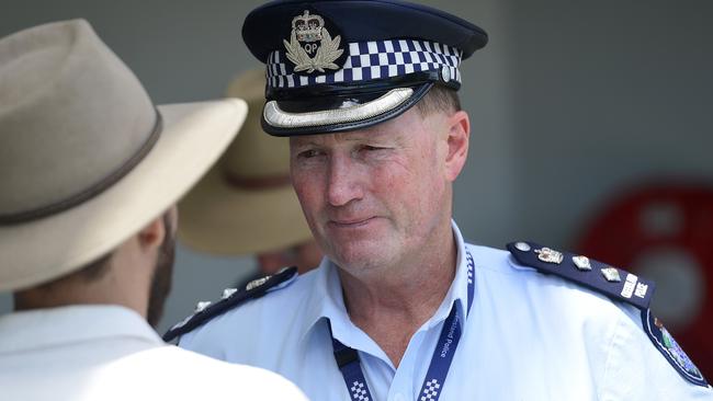 Acting Deputy Commissioner Kev Guteridge at a crime rally in Townsville during his time serving as the city’s top cop. Picture: Matt Taylor