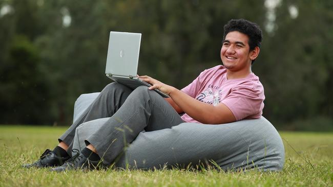 Tokotoka Paletua, 16, from Cabramatta High School could be one of the students to benefit from Optus’ new Donate Your Data extension. Picture: Justin Lloyd