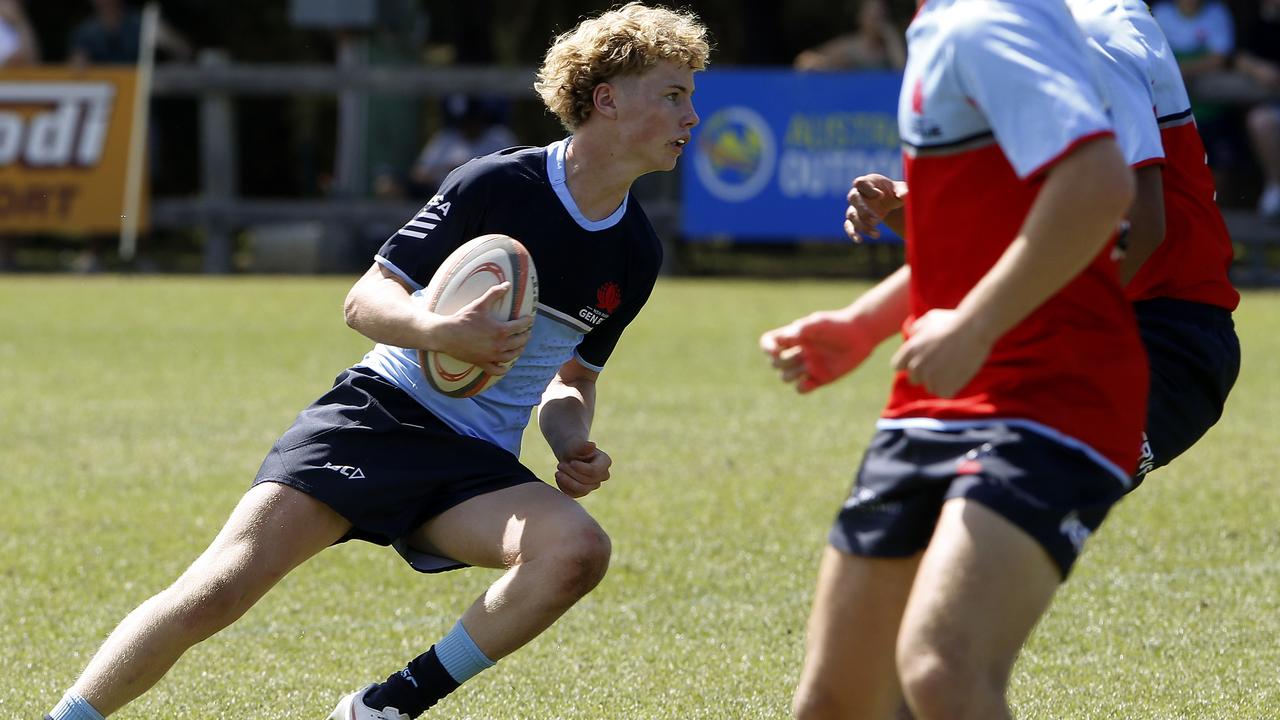 Finn Hannon from U14 Gen Blue. U15 Baxter (Red) v U14 Gen Blue (Blue). Rugby Union Next Gen Cup for Under 15s and U14s. Picture: John Appleyard