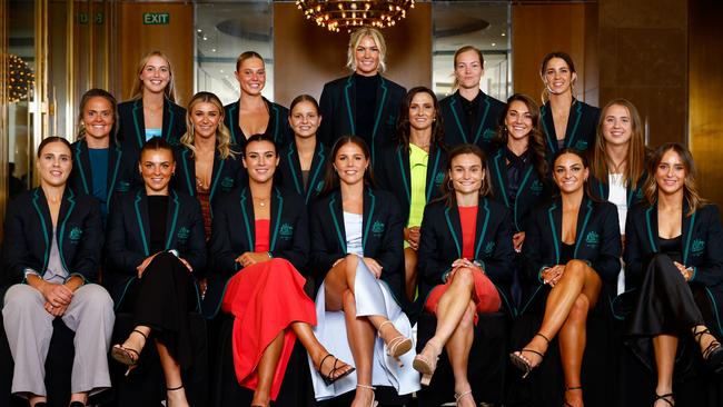 (Middle Row) Danielle Ponter of the Crows in the 2023 All Australian Team photo. Picture: Dylan Burns/AFL Photos via Getty Images.