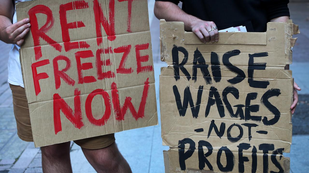 Young tenants protested against rent increases in Sydney last month. Picture: Getty