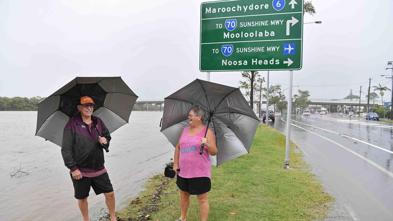 Barbara McLeod and Sid Holden out for a walk along Bradman Av, Maroochydore, 7.45am. Picture: Patrick Woods.