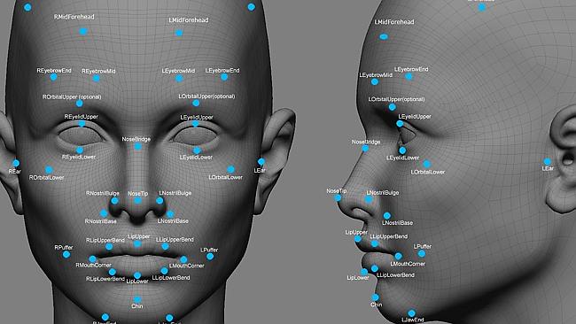 Facial Recognition system Data Points..Pic supplied FBI Picture: Supplied