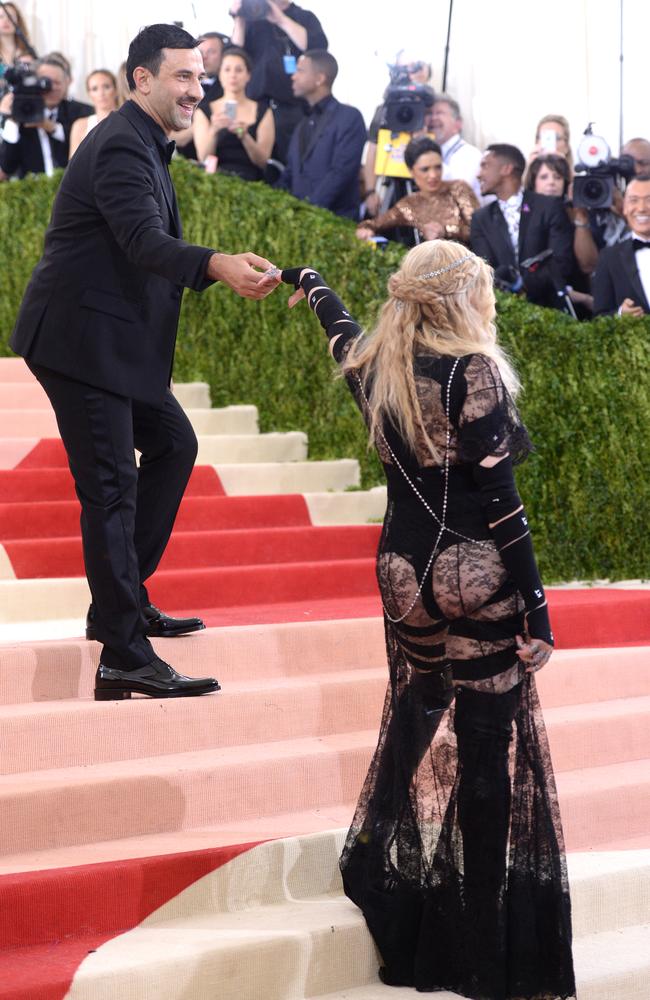 Riccardo Tisci and Madonna attend the “Manus x Machina: Fashion In An Age Of Technology” Costume Institute Gala at Metropolitan Museum of Art on May 2, 2016 in New York City. Picture: AP