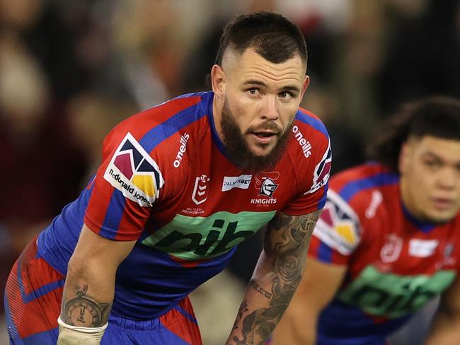 NEWCASTLE, AUSTRALIA - JULY 08: David Klemmer of the Knights during the round 17 NRL match between the Newcastle Knights and the South Sydney Rabbitohs at McDonald Jones Stadium, on July 08, 2022, in Newcastle, Australia. (Photo by Ashley Feder/Getty Images)