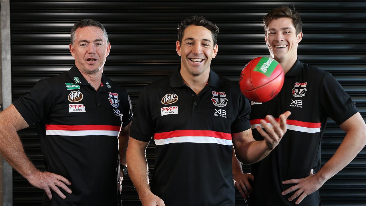 Billy Slater has joined St Kilda in a leadership/mentor role alongside coach Alan Richardson and player Jack Steele — and he’s already having an impact. Picture: Michael Klein