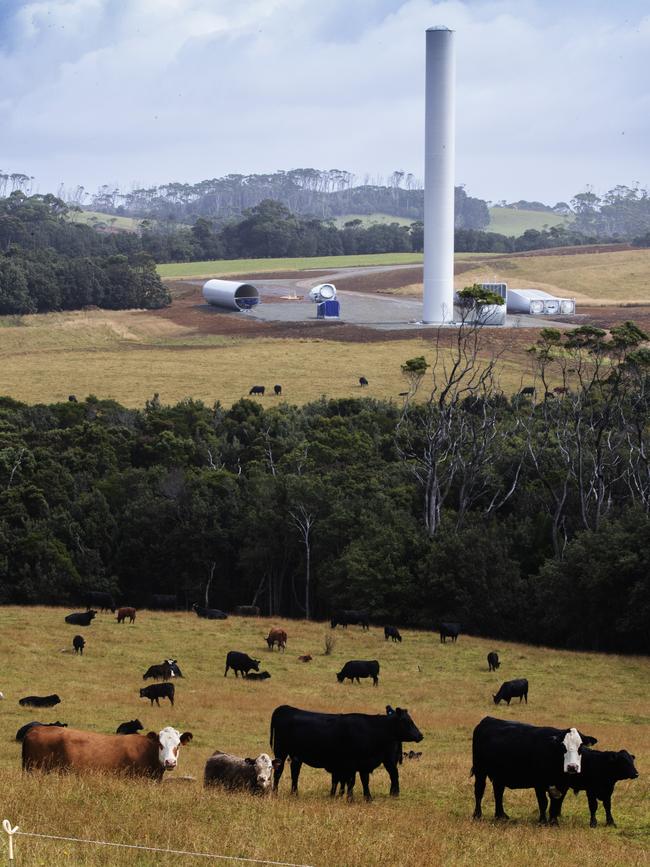 Building Granville Harbour Wind Farm. Picture: Chris Kidd