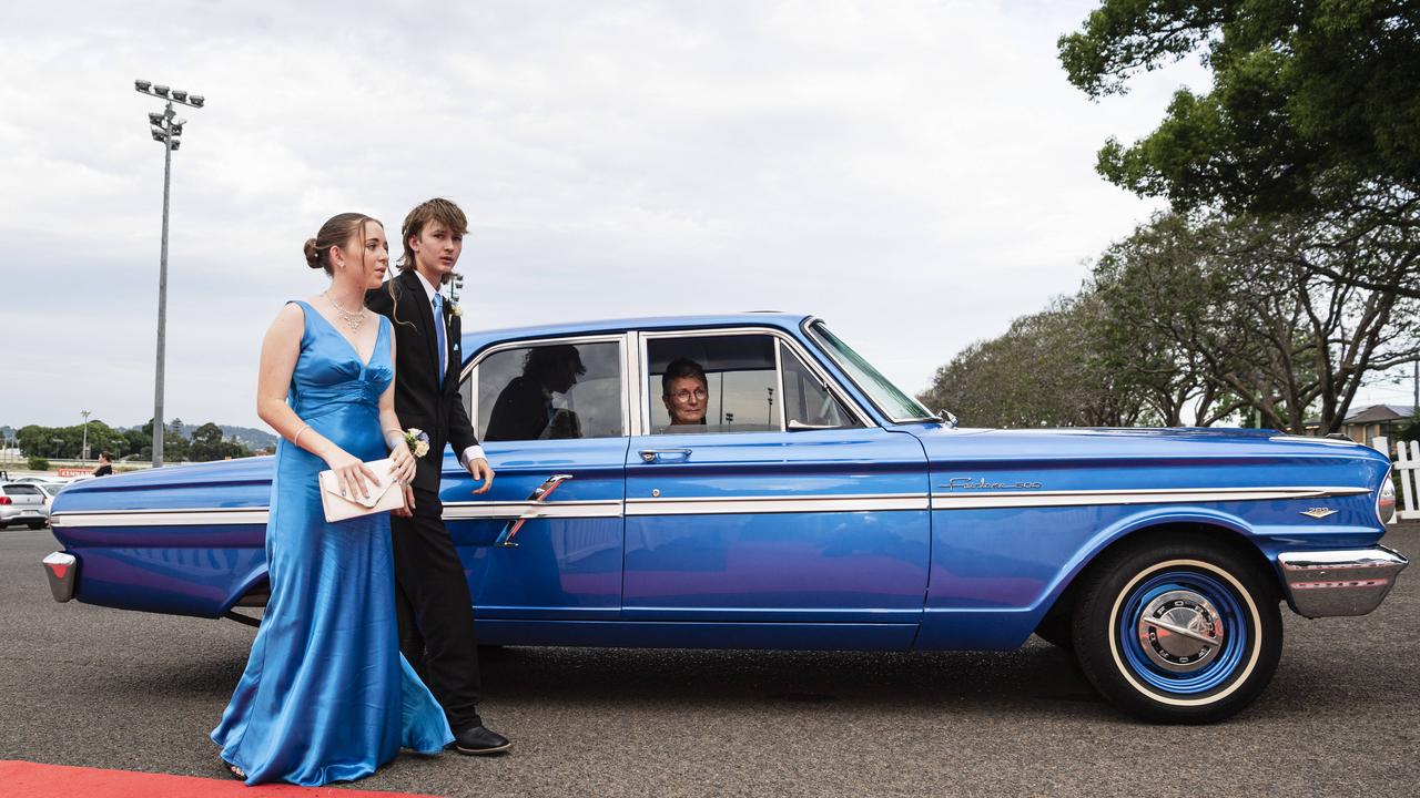 Graduate Joe Borello is partnered by Chloe Palmblad at The Industry School formal at Clifford Park Racecourse, Tuesday, November 12, 2024. Picture: Kevin Farmer