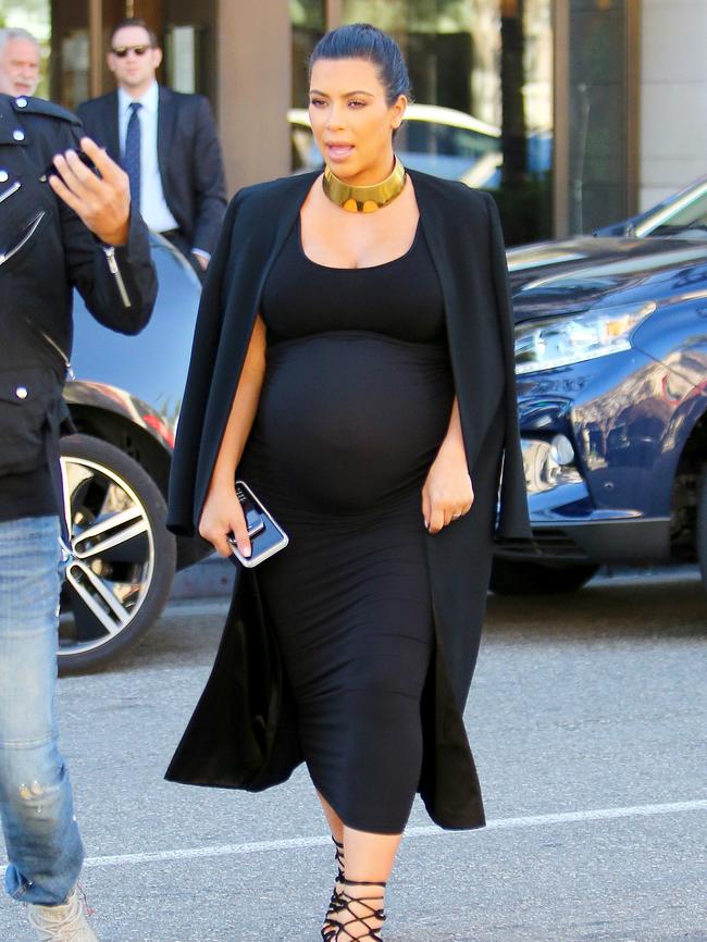 Kim is eight months pregnant with her second bub. Picture: Splash News Australia