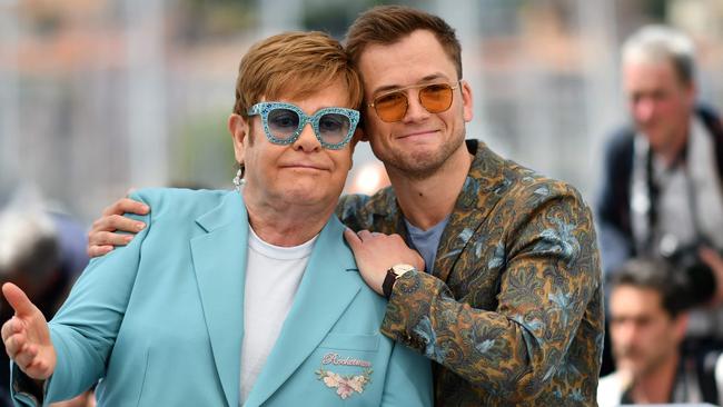 Sir Elton John and Taron Egerton. Picture: Alberto Pizzoli/AFP