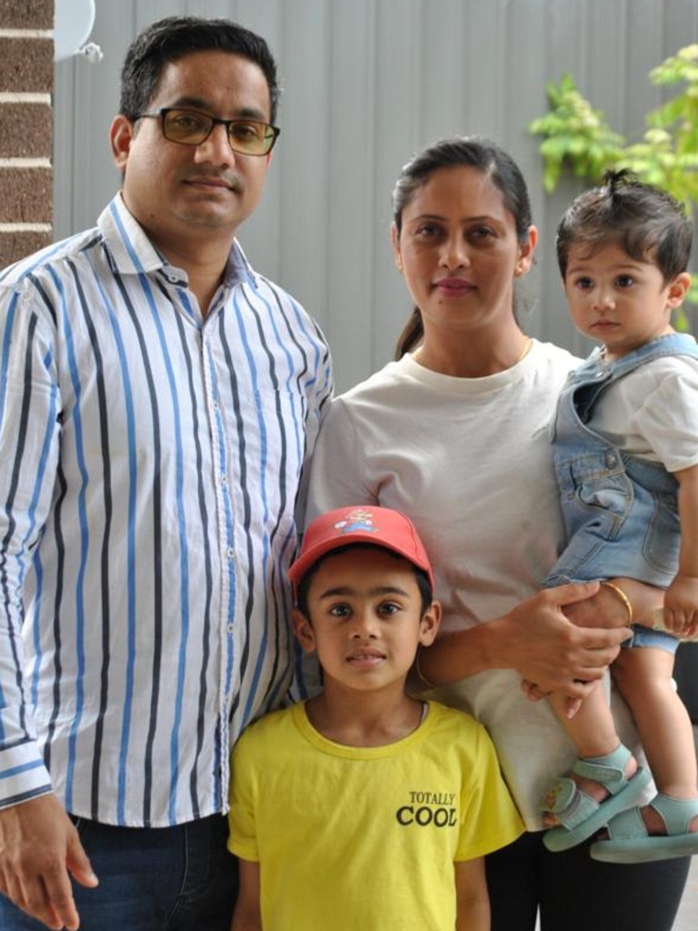 Mr Singh with his wife Kuljit Kaur, 18-month old son Harvey Singh and six-year-old son Kohinoor Singh. Picture: Supplied