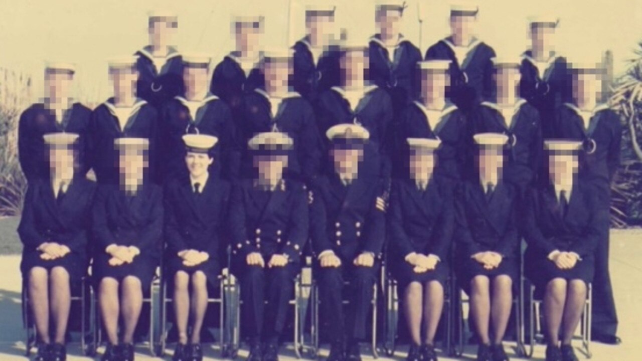 Danielle Wilson (bottom row, third from left) left the Navy when she was just 20, but the after-effects of the assault still haunt her.