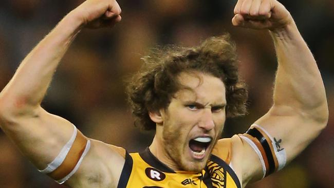 Tyrone Vickery of the Tigers celebrates a goal in 2016. (Photo by Michael Dodge/Getty Images)