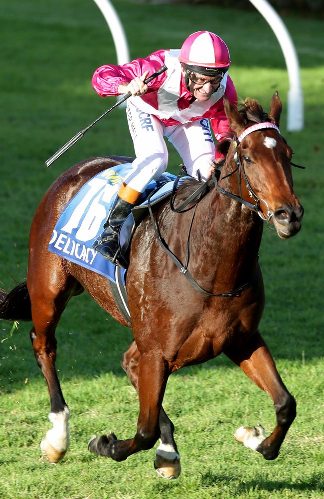 Delicacy, the only filly in the race, thrashed her opposition in similar style in the Group 1 Australasian Oaks just seven days earlier.