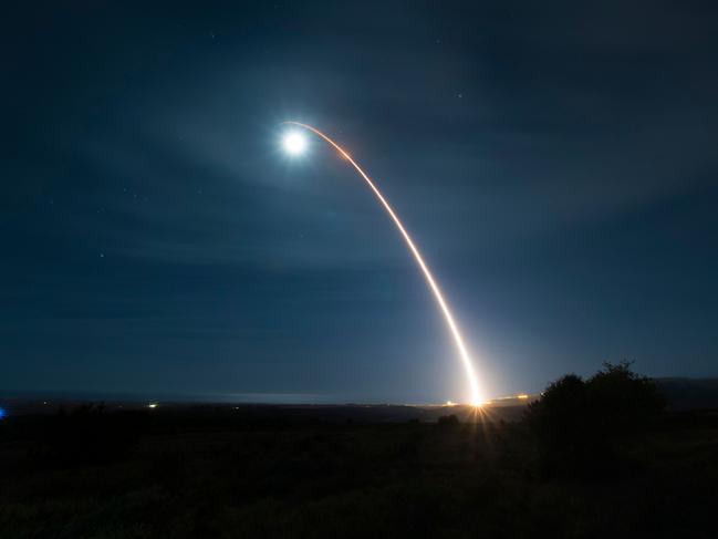 Minuteman III intercontinental ballistic missile as it launches during a developmental test. Picture: AFP