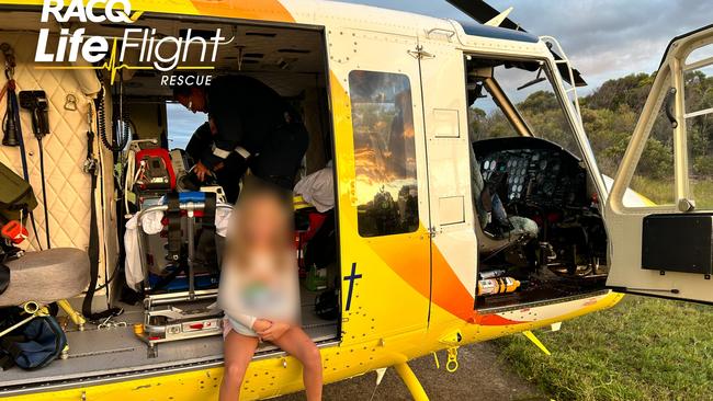 The Bundaberg RACQ LifeFlight Rescue helicopter crew flown a primary school-aged girl to hospital, after she was bitten by a dingo at K'gari (Fraser Island).