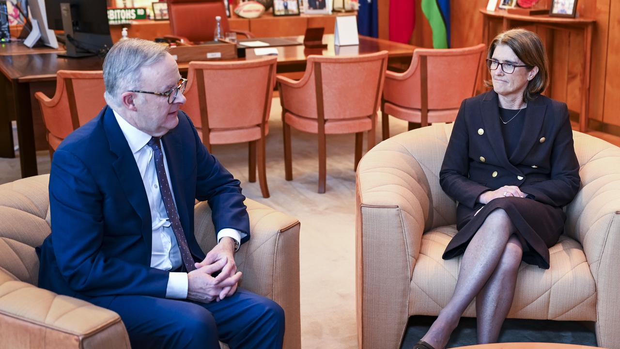 Prime Minister Anthony Albanese with Michele Bullock in Canberra in July after she was named as the next Reserve Bank of Australia Governor. Picture: NCA NewsWire/Martin Ollman