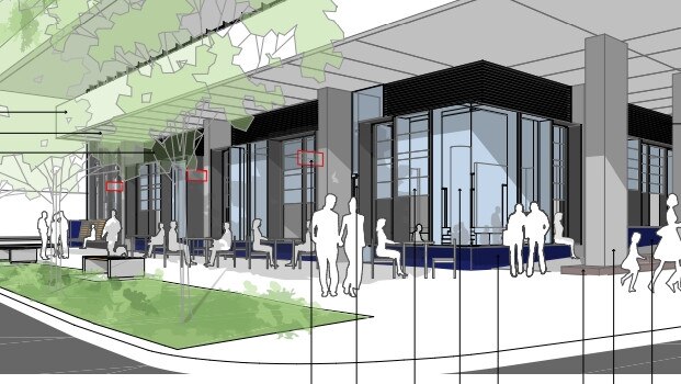Drawings depict the eat street.